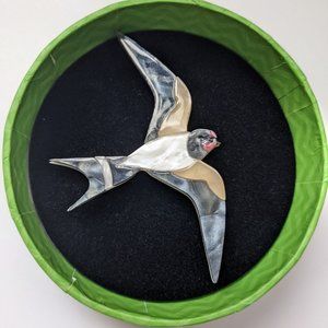 Erstwilder Wind Rider barn swallow brooch "Whatever the Weather" 2020 #2